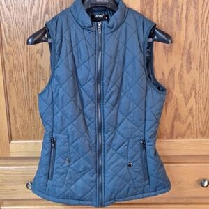 Women's Art3D Quilted Green Puffer Vest Size Small Full Zip Front Zip Pockets